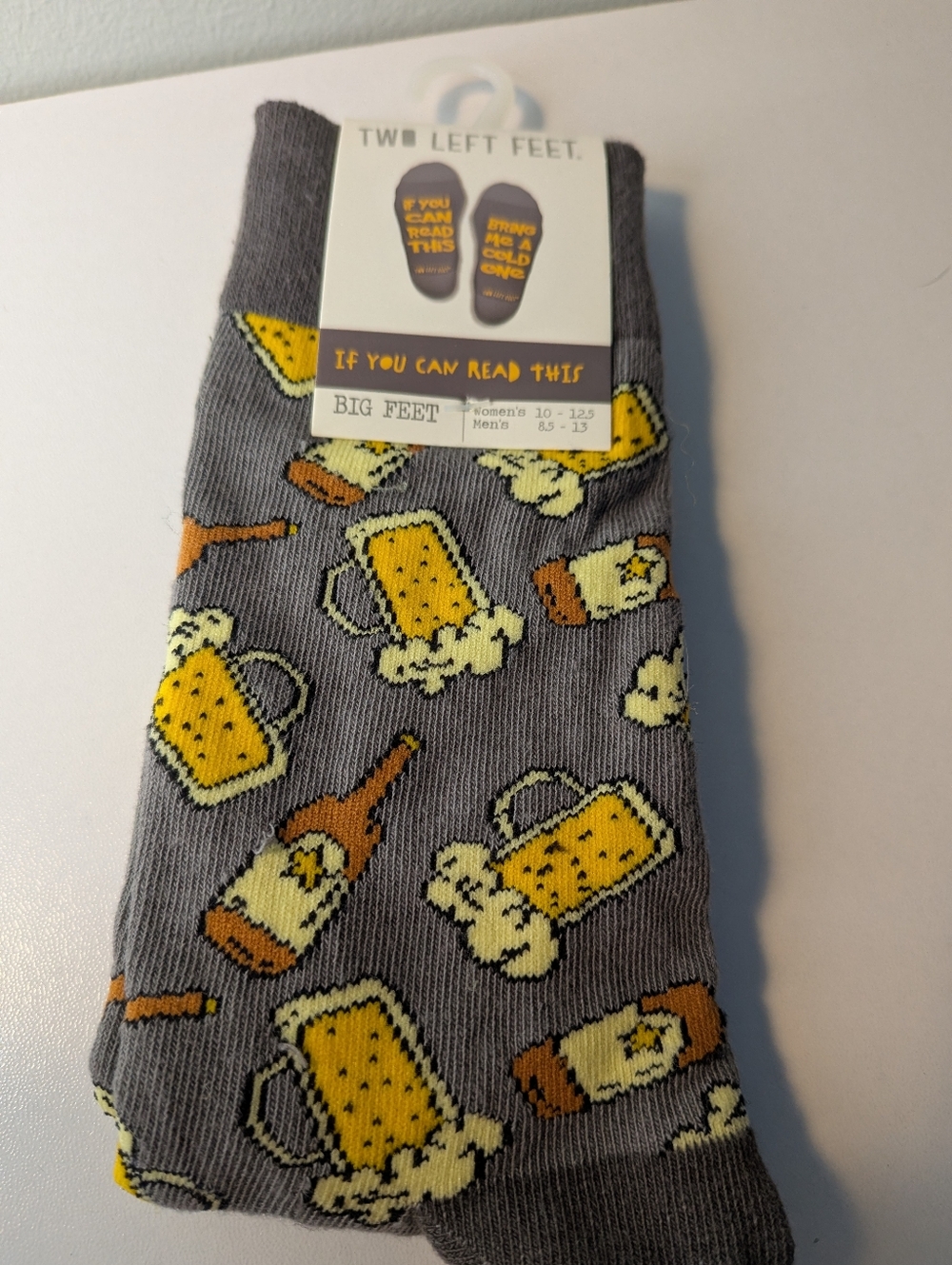 NWT Two Left Feet Big Feet Beer Socks Bring Me A Cold One Father’s Day